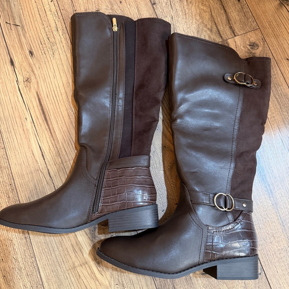Ladies 8.5 Elegant Brown Knee-High Boots Karen Scott NEW